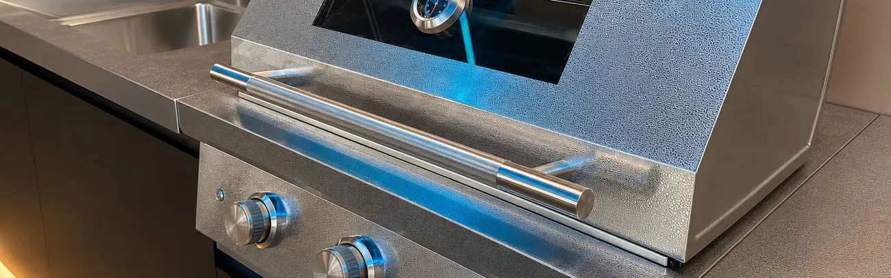 Barbecue inox Nox sur plan de travail inox texturé